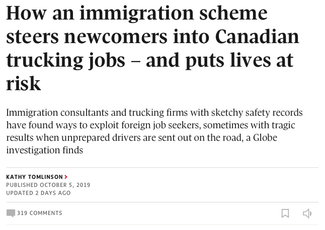 KATHY TOMLINSON Globe and Mail 
PUBLISHED OCTOBER 5, 2019